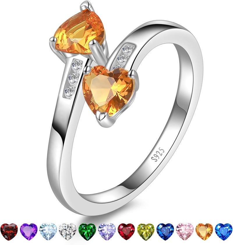 Yaresul 1CT Adjustable Women Heart Ring 925 Sterling Silver Birthstone Rings for Women Promise Ring for her Simulated Gemstone Statement Stackable Band Width 2mm Open Size 5~9 - Image 1